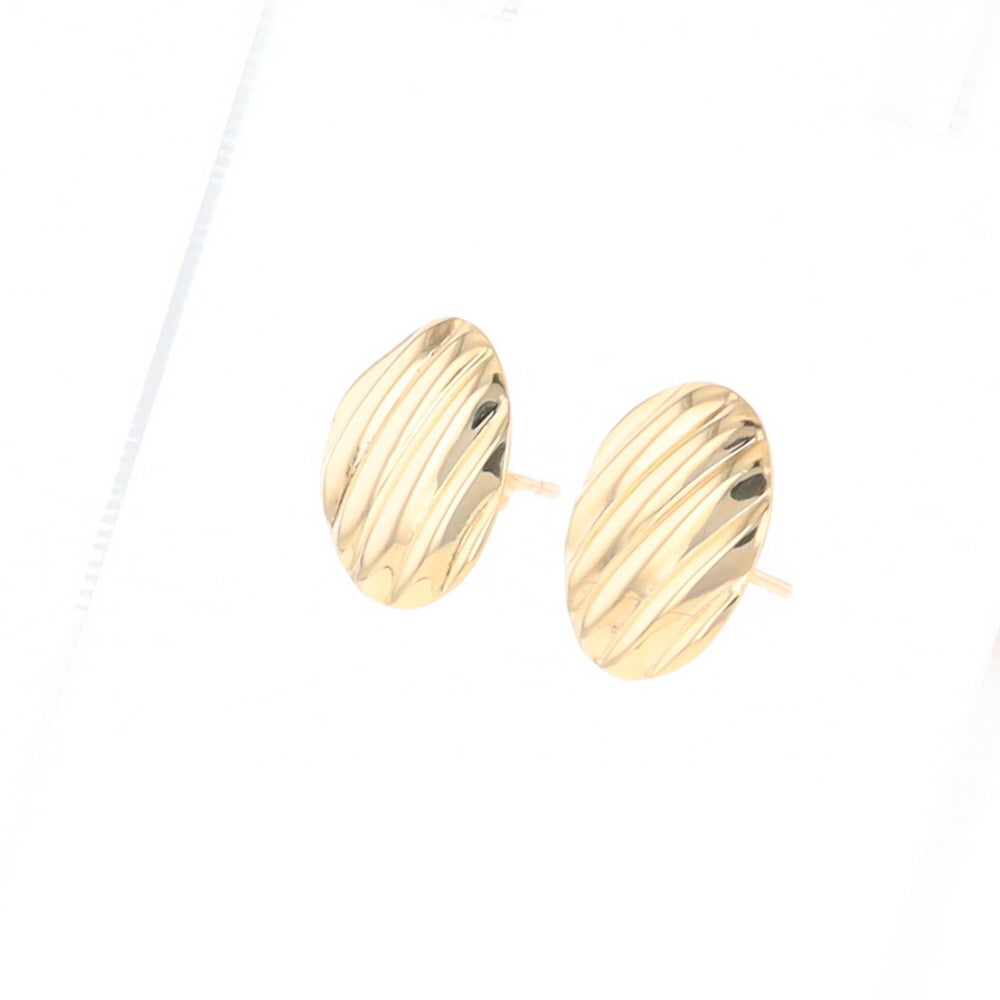 Gold Scorred Disc Stud Earrings