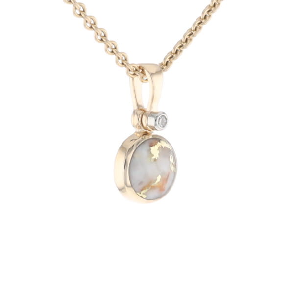 Round Gold Quartz Inlaid Pendant