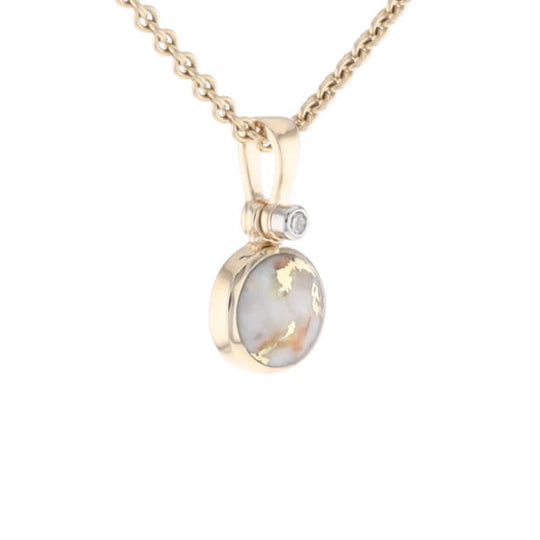 Round Gold Quartz Inlaid Pendant