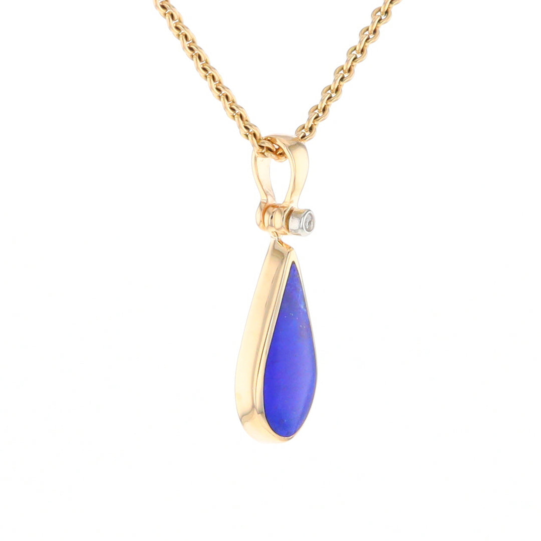 Lapis Tear Drop Inlaid .02Ct Diamond Pendant