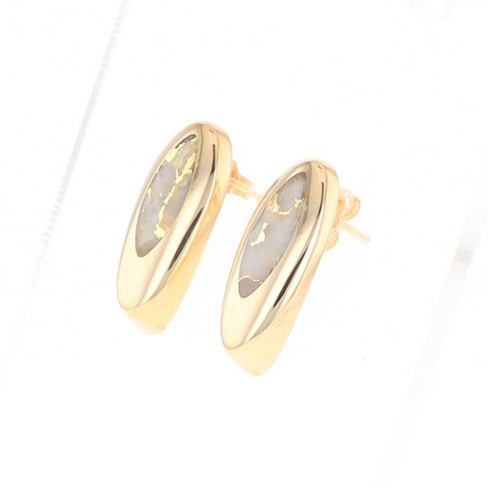 Oval Gold Quartz Inlaid Earrings - G2