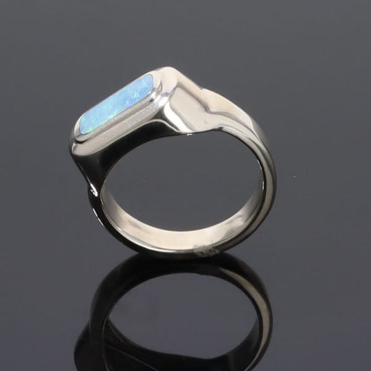 Opal Rings Rectangle Inlaid Design Lady's Ring