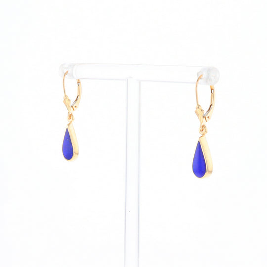 Lapis Tear Drop Inlaid Lever Backs