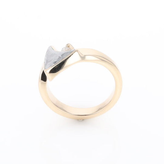 Meteorite Ring Boat Sail Inlaid Design with .04ctw Round Diamond
