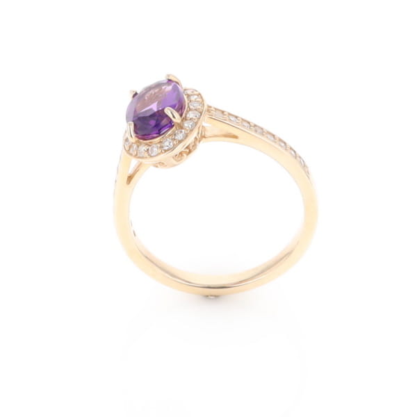 Oval Amethyst with Diamond Halo Ring