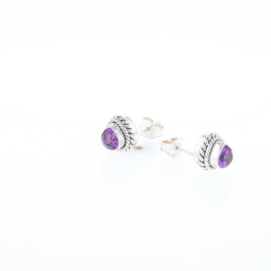 Native Amethyst Pear Stud Earrings