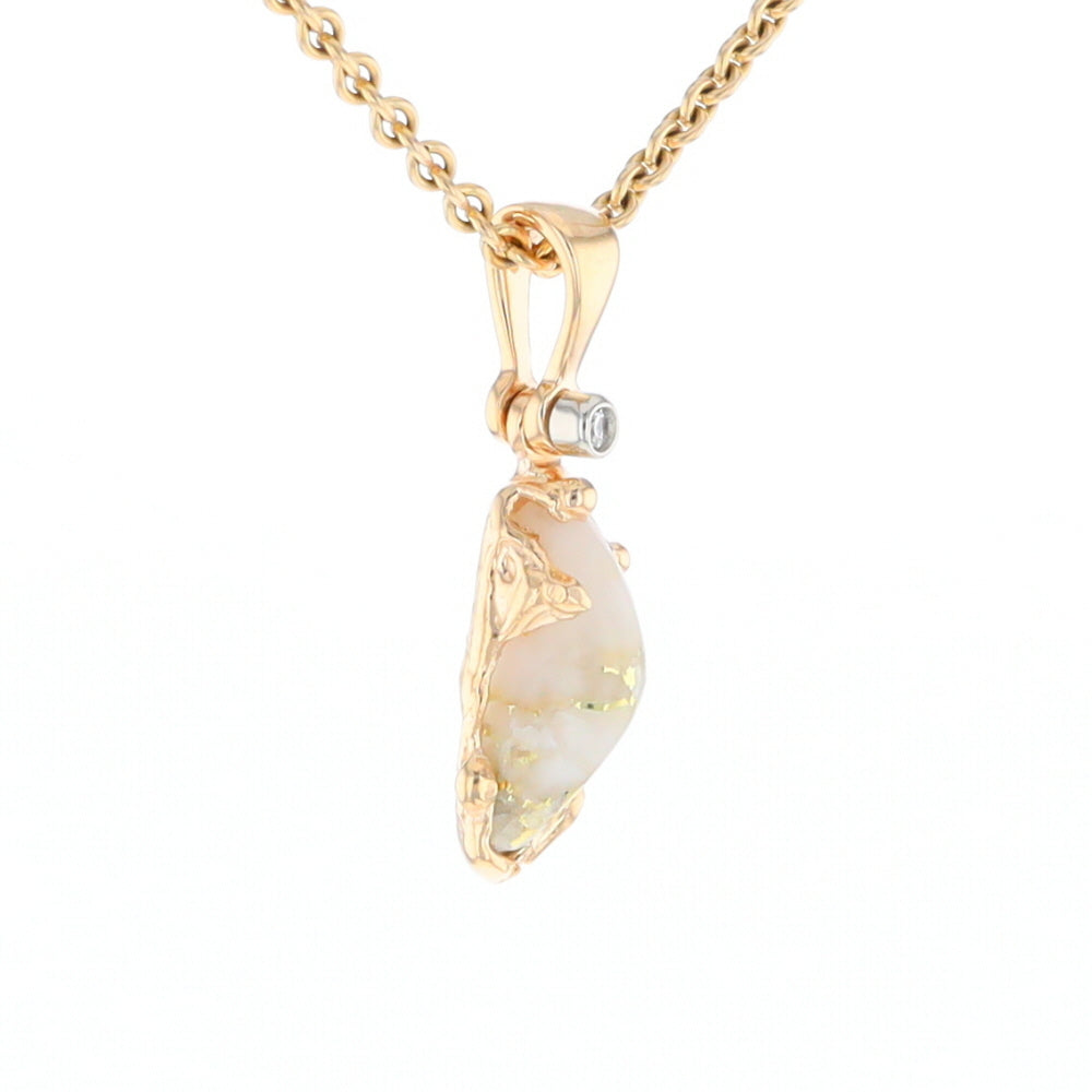 Gold Quartz Free Form Pendant