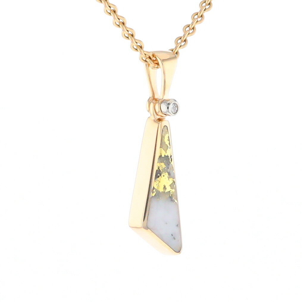 Triangular Gold Quartz Pendant - G2