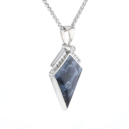 Pietersite Kite Shaped Inlaid Pendant with 0.19ctw Diamonds