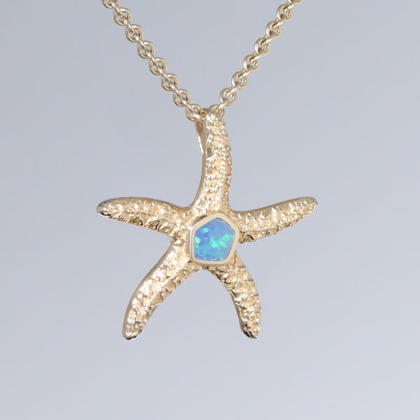 Opal Pendant Inlaid Realistic Star Fish Sea Life Design