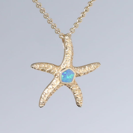 Opal Pendant Inlaid Realistic Star Fish Sea Life Design