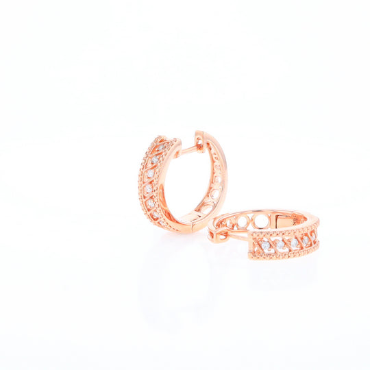 Rose Gold Diamond Hoop Earrings