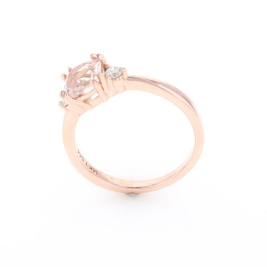 Morganite 1ct Cushion Cut  and Diamond Three Stone Engagement Ring