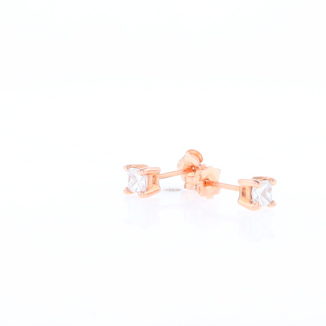 0.41ctw Princess Cut diamond Stud Earrings