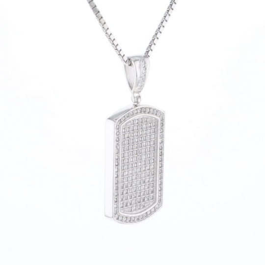 Cubic Zirconia Dog Tag Necklace