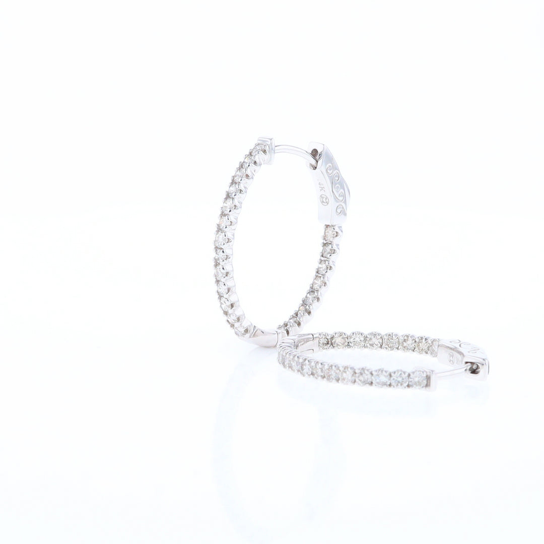 Oval Diamond Hoops Earrings