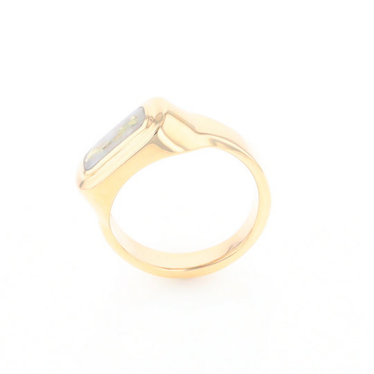 Gold Quartz Ring Oval Inlaid Design - G2