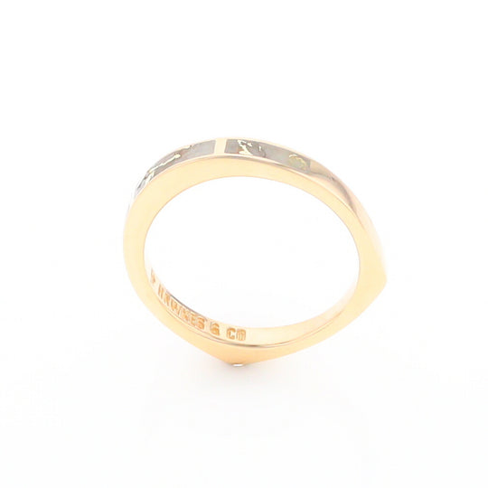 Gold Quartz Ring 3 Rectangle Section Inlaid Band