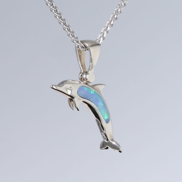Opal Pendant Inlaid Sea Life Dolphin