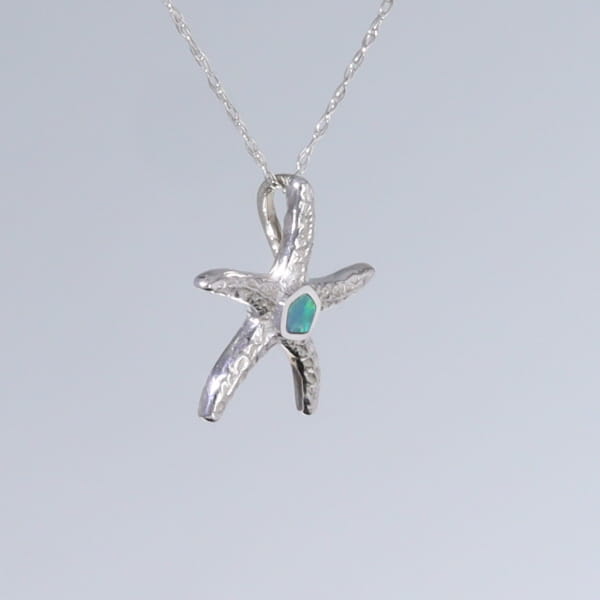 Opal Pendant Inlaid Realistic Star Fish Design