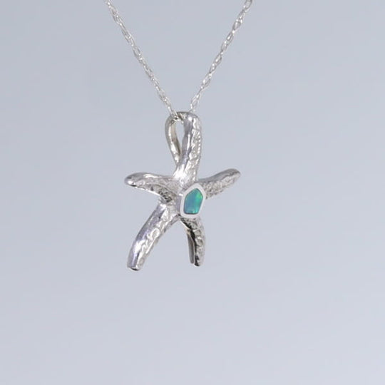 Opal Pendant Inlaid Realistic Star Fish Design