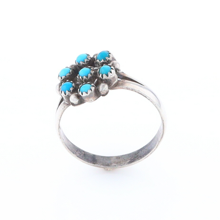 Round Turquoise Cluster Ring