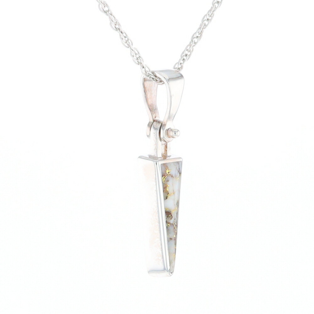 Gold Quartz Upside Down Triangle Pendant