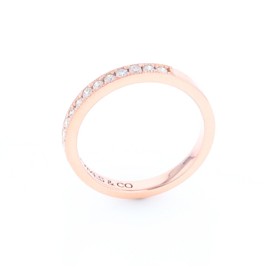 Rose Gold Milgrain Diamond Wedding Band