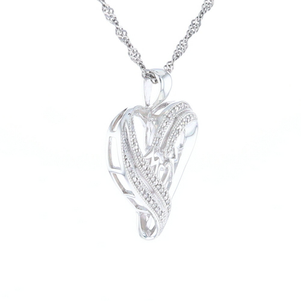 "MOM" Diamond Heart Pendant