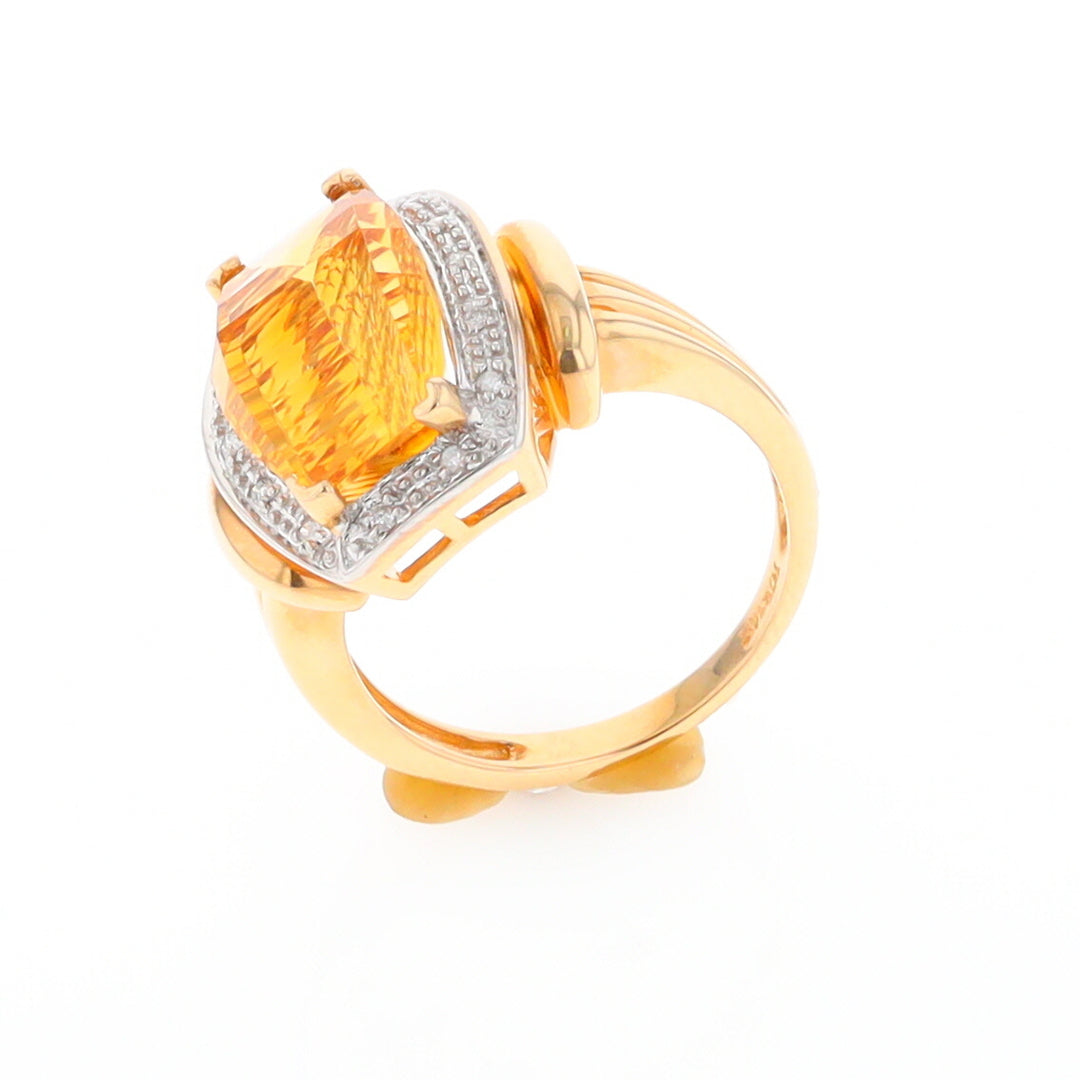 Fancy Cut Citrine Diamond Halo Ring