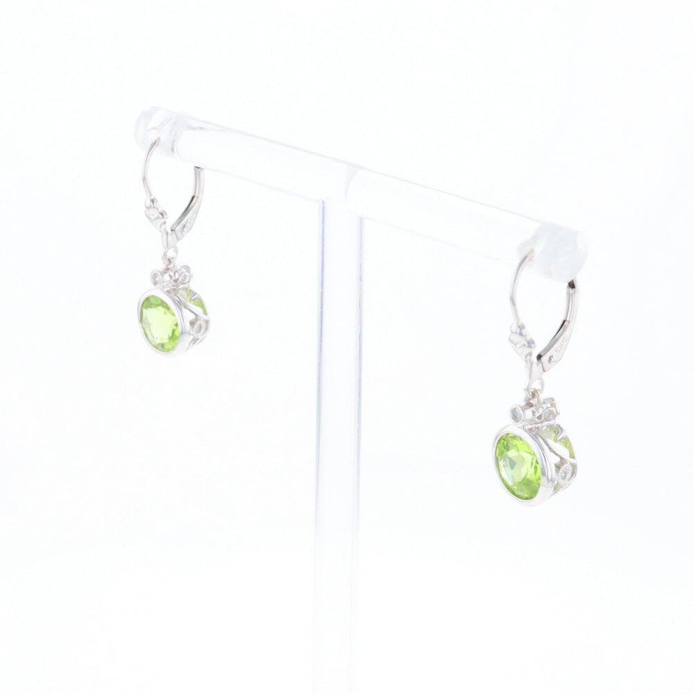 Peridot Dangle Earrings with Diamond Accents