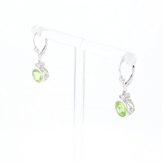 Peridot Dangle Earrings with Diamond Accents
