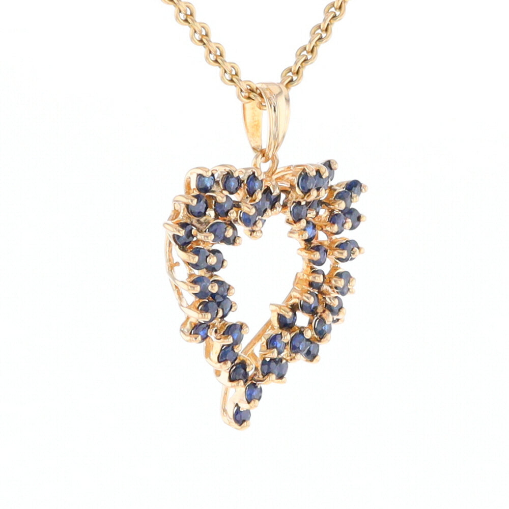 Bursting Sapphire Open Heart Pendant