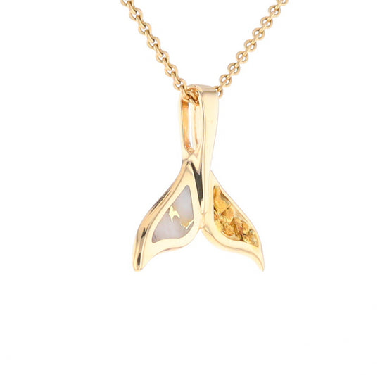 Whale Tail Necklaces Natural Gold Quartz and Nuggets Inlaid Pendant