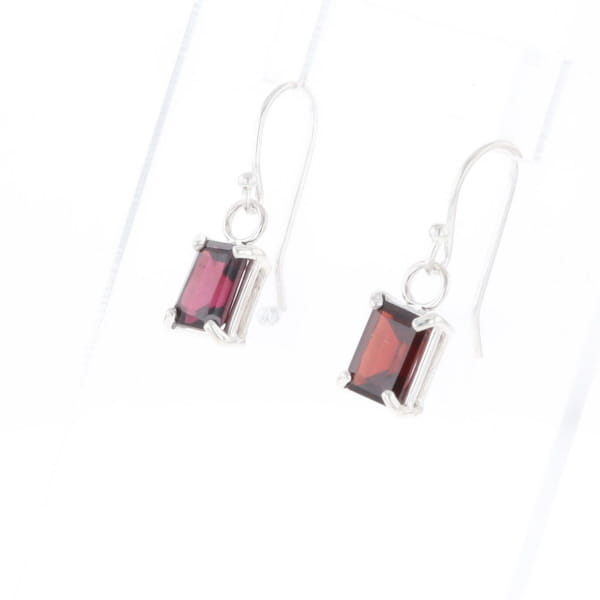 Emerald Cut Garnet Earrings