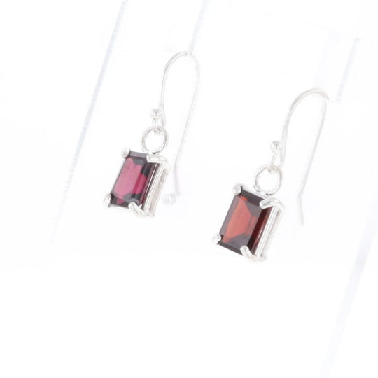 Emerald Cut Garnet Earrings