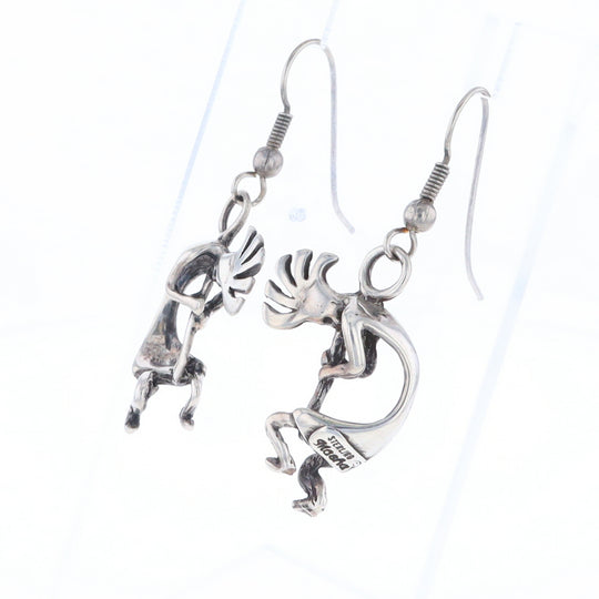 Silver Kokopelli Dangle Earrings