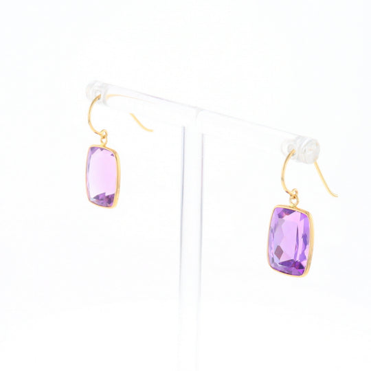 Solitaire Amethyst Dangle Earrings