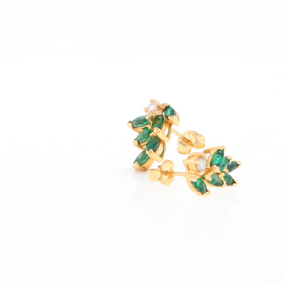 Marquise Emerald Cluster Stud Earrings