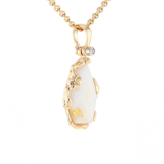 Gold Quartz Freeform Pendant