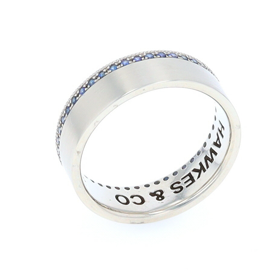 Men's Contemporary Matte Design Wedding Band with Boarder Sapphires