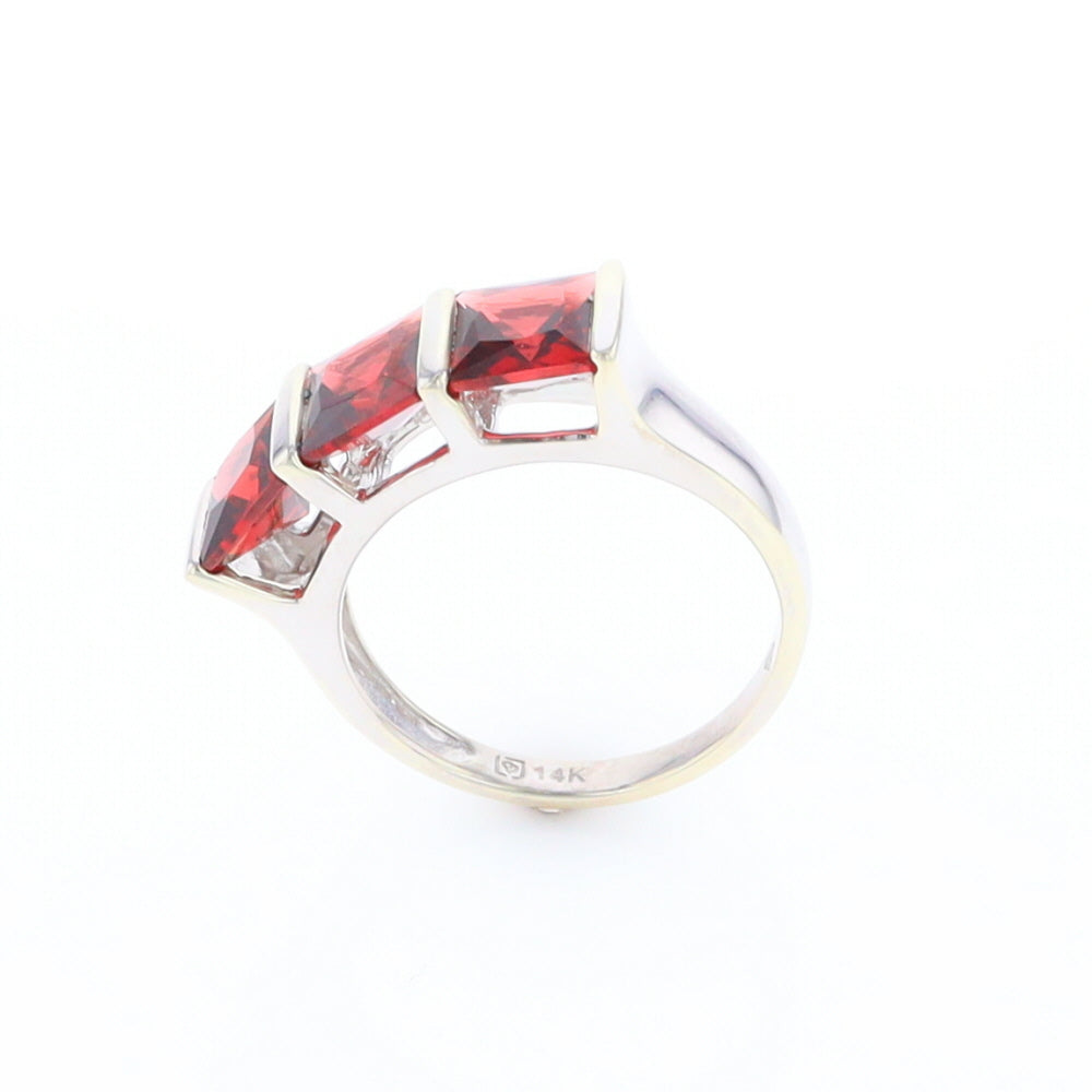 Three Square Garnet Ring