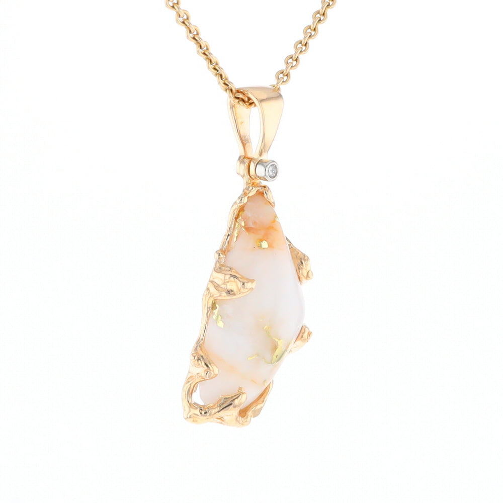 Gold Quartz Freeform Pendant