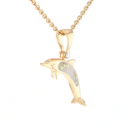 Gold Quartz Dolphin Pendant - G2