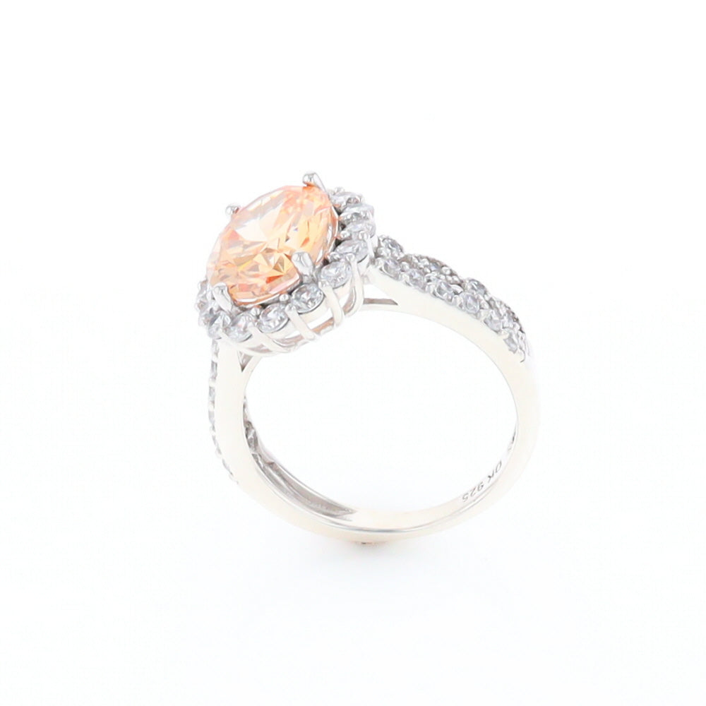 Peach Imitation Topaz Halo Ring