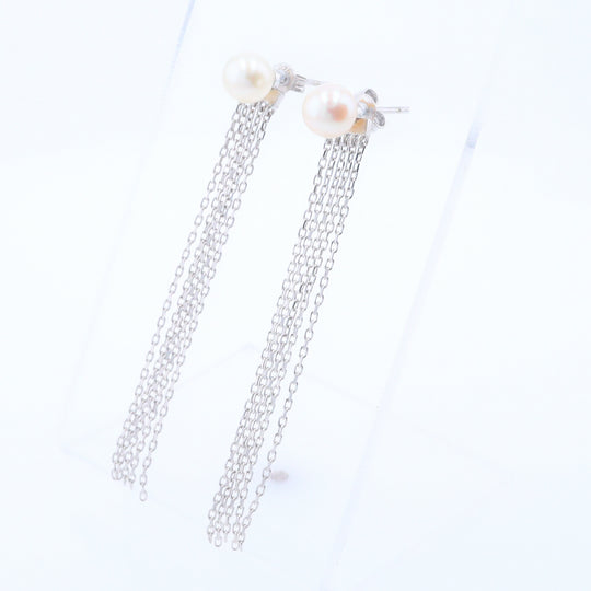 Tassel Chain Pearl Earrings