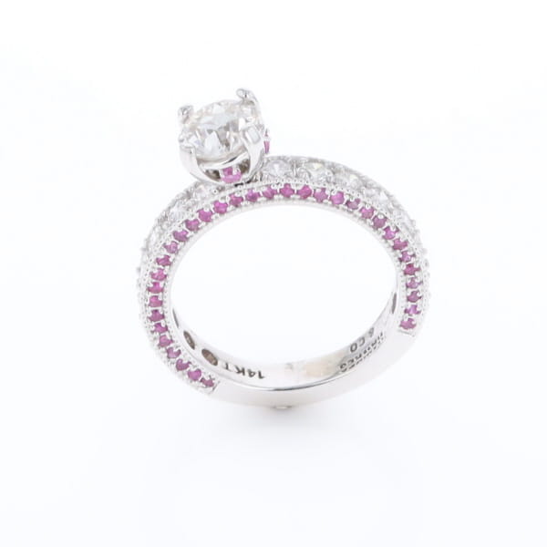 Diamond and Pink Sapphire Engagement Ring