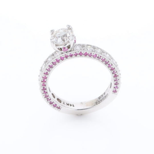 Diamond and Pink Sapphire Engagement Ring