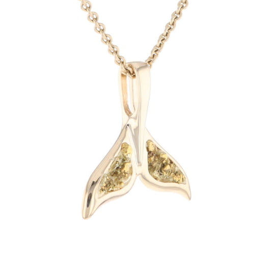 Whale Tail Natural Nuggets Double Inlaid Sea Life Pendant