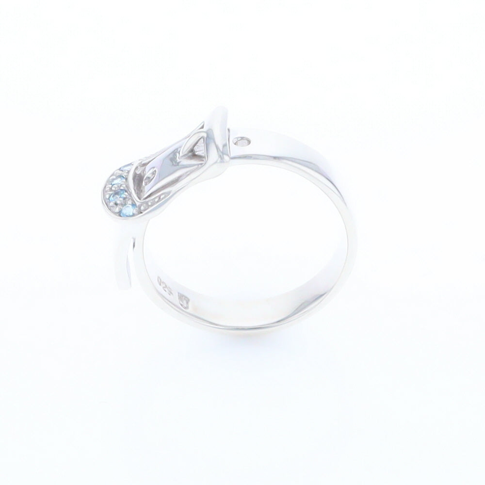 Silver Blue Topaz Belt Ring